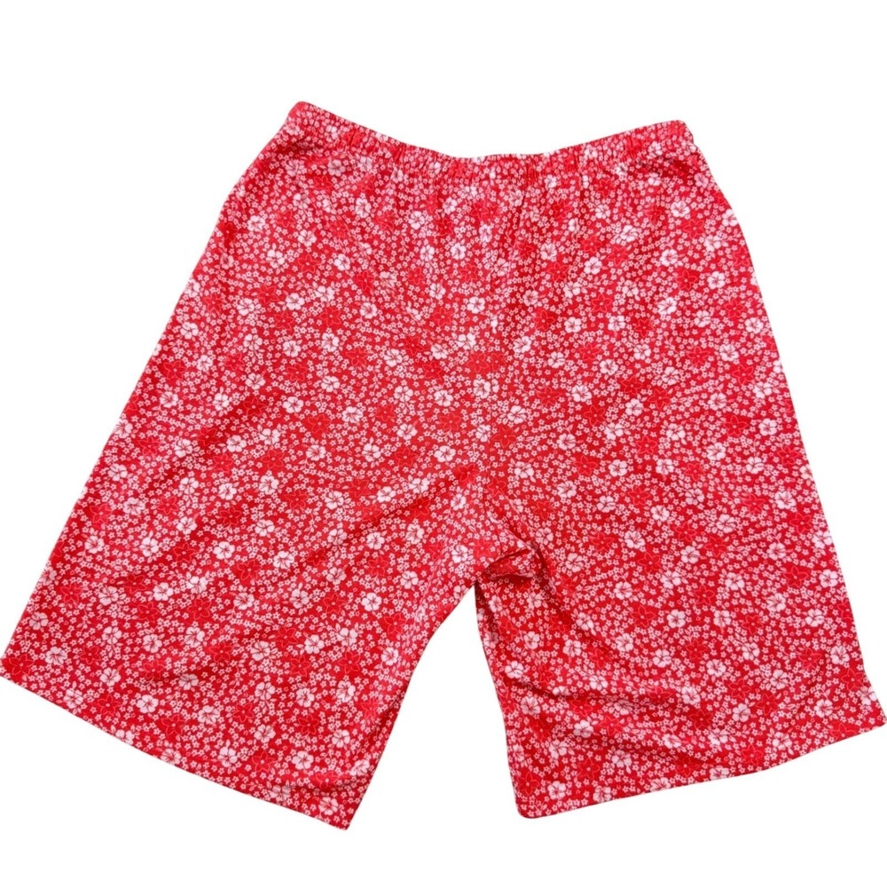 Adonna Sleepwear Womens Red WhiteFloral Pajama Shorts SizeS Elastic Waist Lounge - Picture 7 of 8